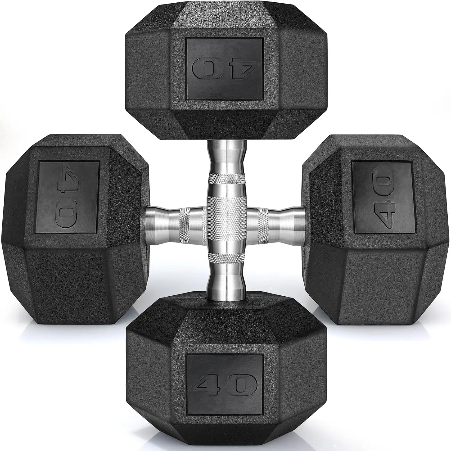 40–75 LB Rubber-Coated Cast Iron Dumbbells with Ergonomic Handles